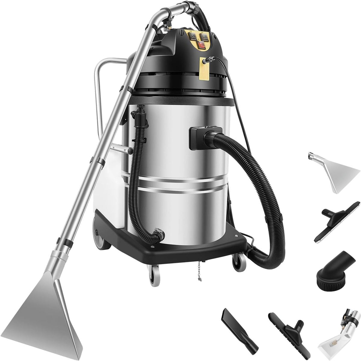Tapijtreiniger Dhmydpdz 60L commerciële tapijtreinigingsmachine, 2-in-1 nat-droog tapijtreiniging, 2110W, met 6 zuigmonden, stofzuiger