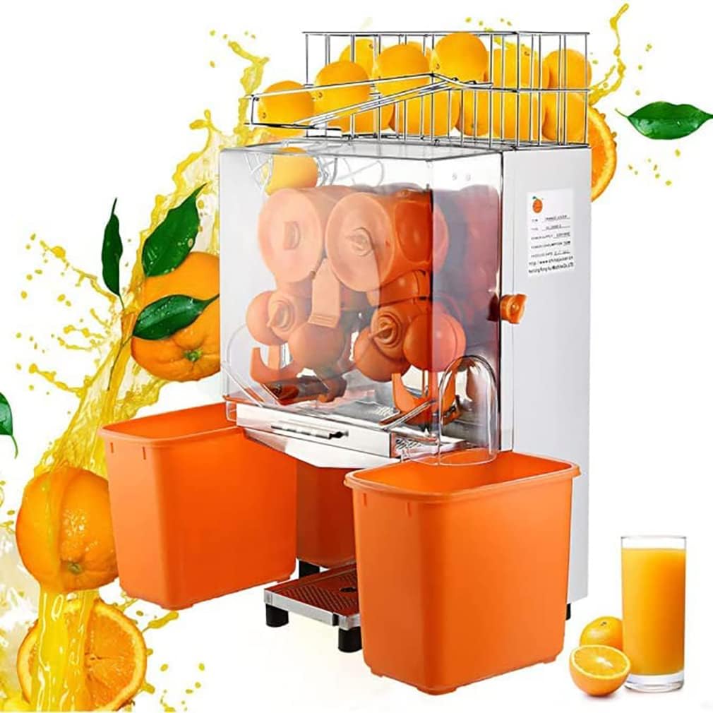 Ersinian Sapcentrifuge Commerciële, 120W automatische sinaasappelsapcentrifuge, langzaam kauwende sapcentrifuge, met roestvrijstalen kast, citroen