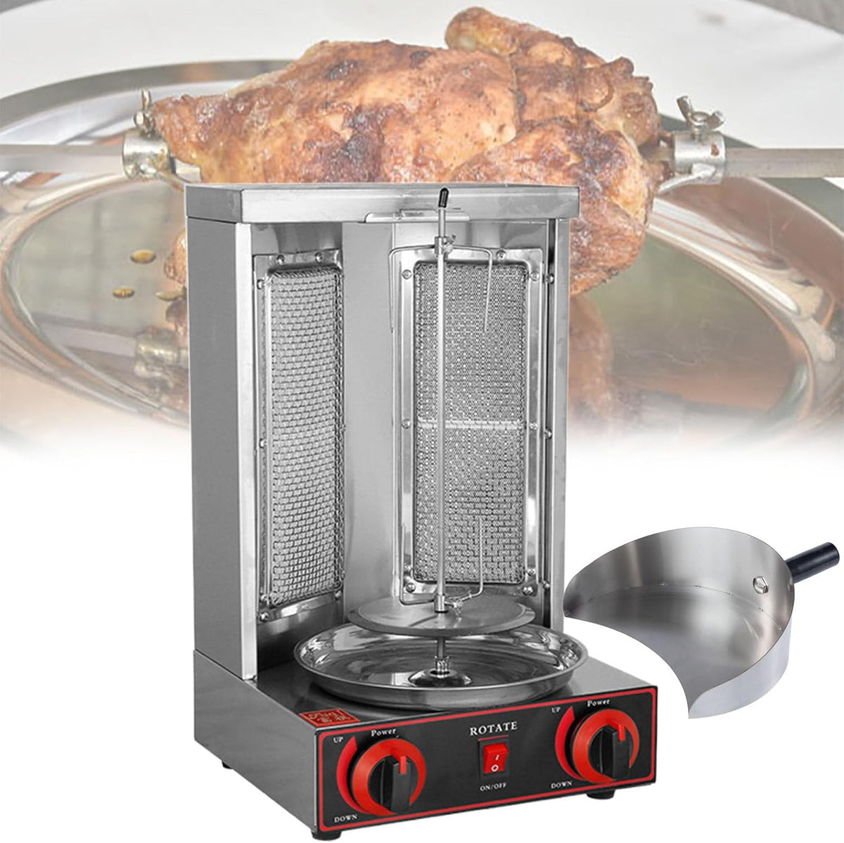 Beachtiful Grill Grillmachine, LPG Gas Doner Kebab Machine Roterende Grills Verticale Vleeskuikens Pastor Grill Machine, voor Gebraden Kip, Taco's