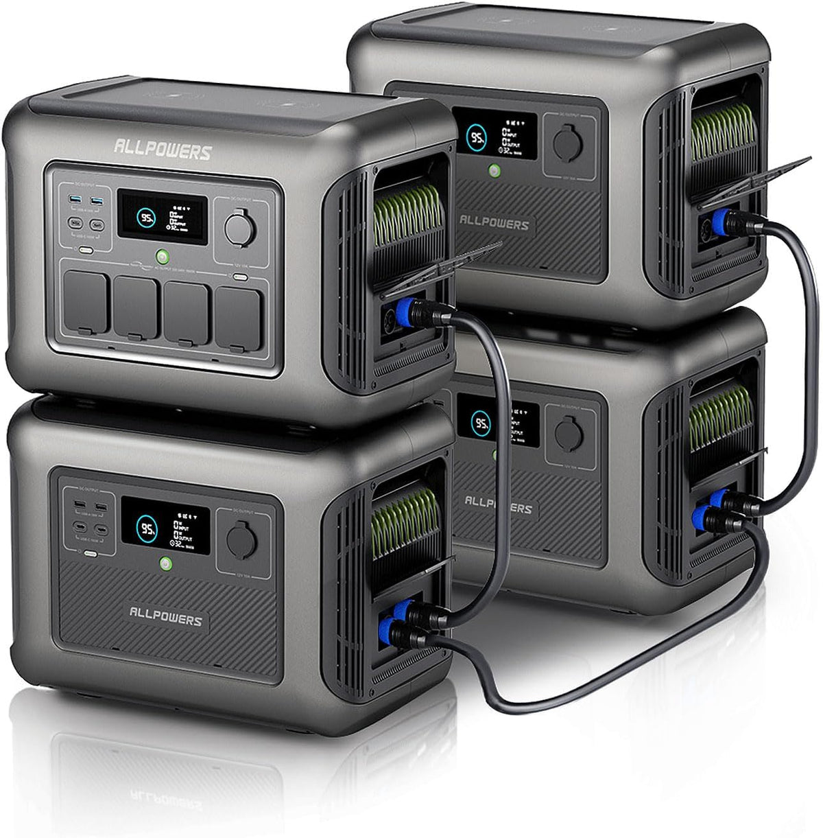 Allpowers Aggregat Draagbaar powerstation R1500, 43 dB USV LiFePO4 zonne-generator, met 3 x uitbreidingsaccu B1000, voor camping, party, camper