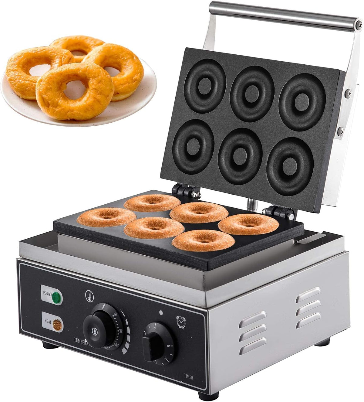 Zhjopp Donutmaker Commerciële Mini Donut Maker Machine, Kleine Donut Snack Machine Maakt 6 Donuts, Elektrische Donut Machine 1550W, Teflon, Coating