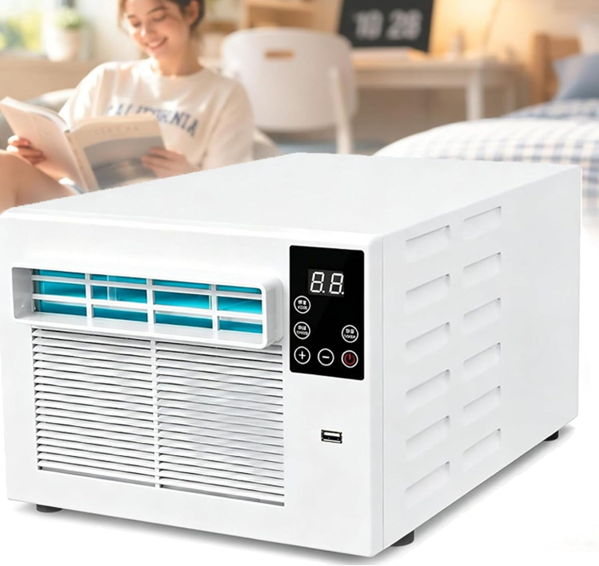 ZyKnaurral Mobiele airco Draagbare Airconditioner, Uurs Timer, Afstandsbediening, Snelle Koeling En Luchtontvochtiger, Compact Formaat, Huurwoningen