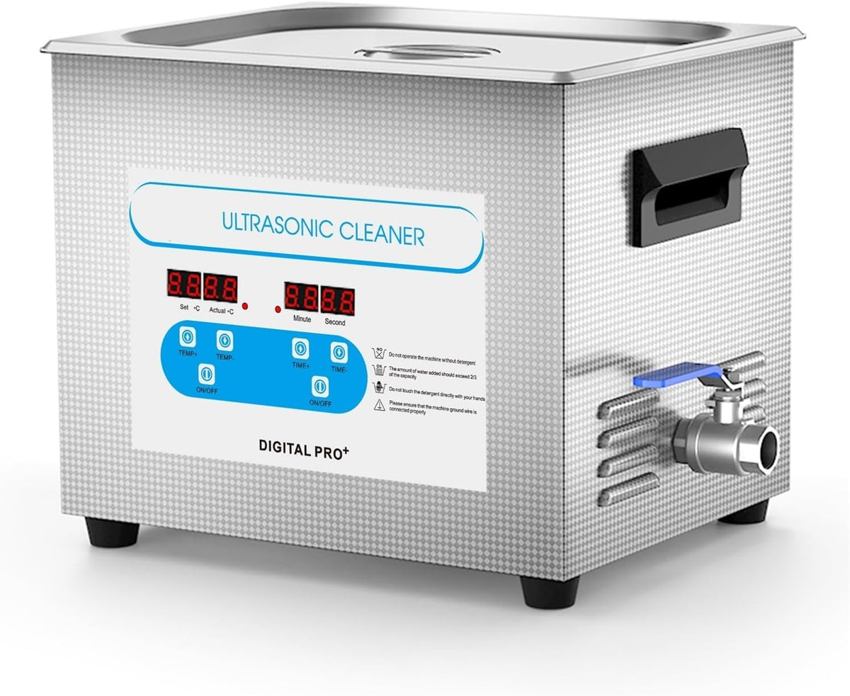 Ultrasone reiniger Tieoaxft 10L Ultrasoonreiniger 40kH Ultrasoonbad Verwarmde, voor carburateurs, gereedschappen