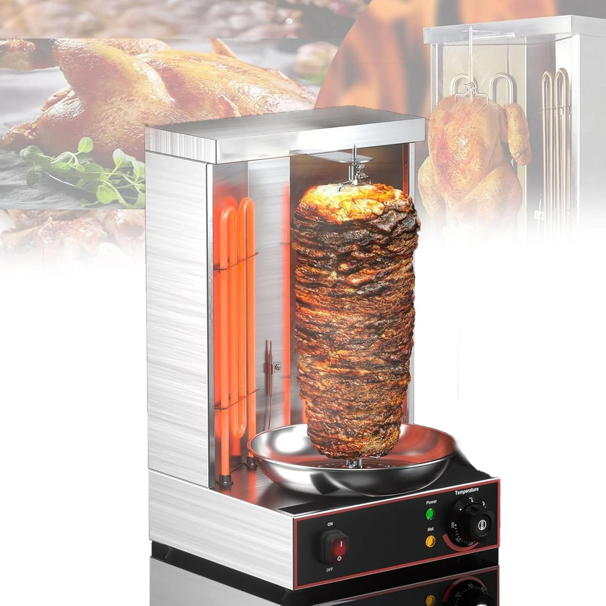 Mcamgiczin Grill Verticale Rotisserie Oven, 3KW Verticale Boiler, Elektrische Grill Machine, Gas Doner Kebab Machine, Grill Machine, voor Vlees, Kip