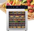 Kindevieft Voedseldroger CommerciëLe 800w 10 Trays Roestvrijstalen, Met 24, Uurs Timer Touch, Control Led, Display