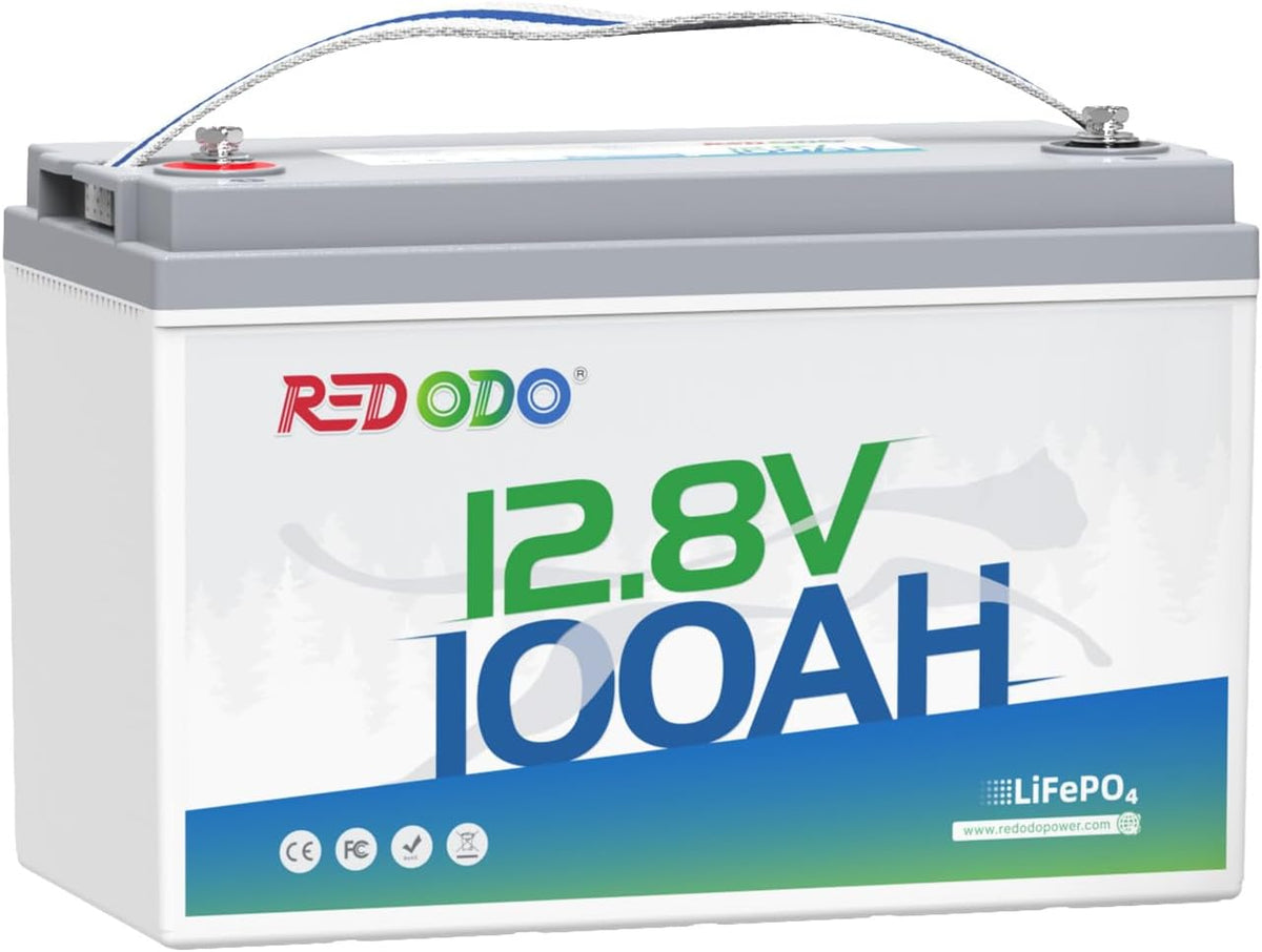 Stationaire accu's Redodo 12V 100Ah Lithium Batterij 1280Wh LiFePO4 Batterij, voor Camper/Boten/Off, Grid/Zonne-energiesystemen