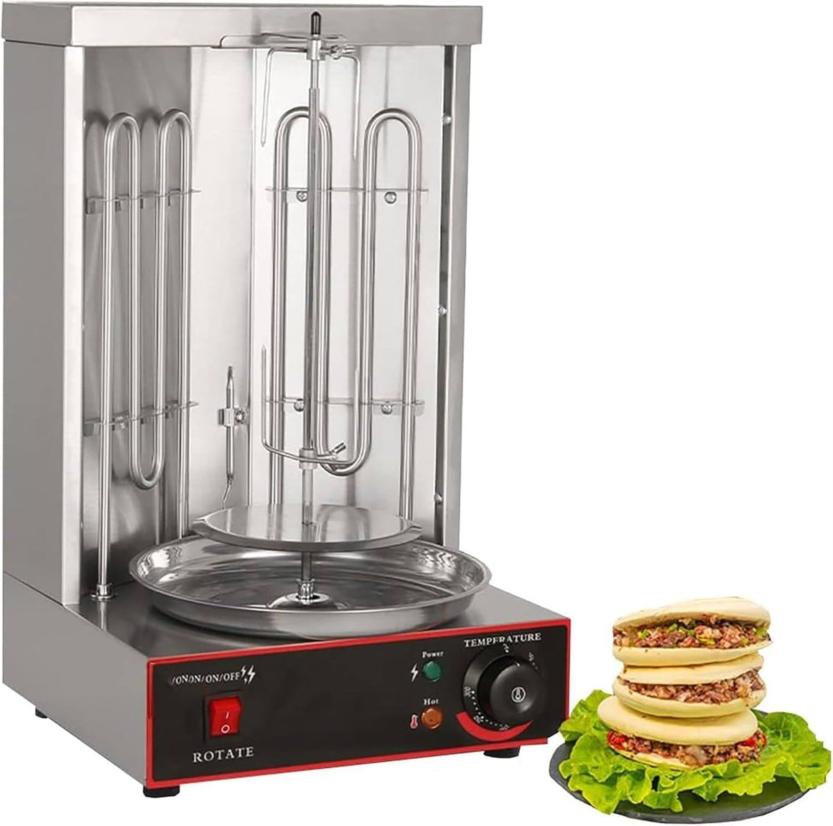 Dfdieratve Grill Shawarma Machine Doner Kebab, met 2 Verwarmingsbuizen, voor CommerciëLe Thuiskeuken, Elektrische Verticale Rotisserie, barbecuestove