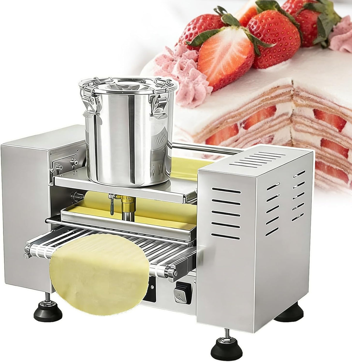 Crêpemaker Crêpe Machine 2800W, Automatische Mille Crêpe Maker, met Roestvrij Stalen Lichaam, Uniforme Verwarming, Gemakkelijk schoon te maken