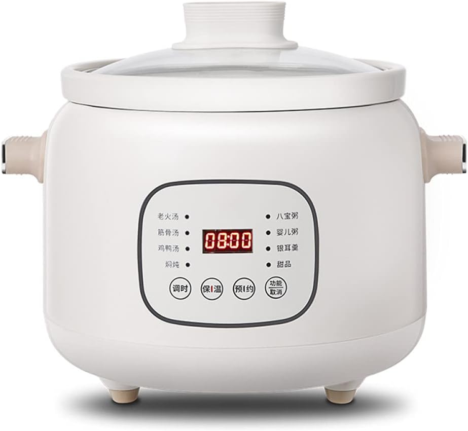 Farih Slowcooker Elektrische Stew Pot Keramische Liner Slow Cooker, met 24 Uur Delay Timer en Warmhoudfunctie, 3 Liter (4 tot 5 Personen), 220W, Wit