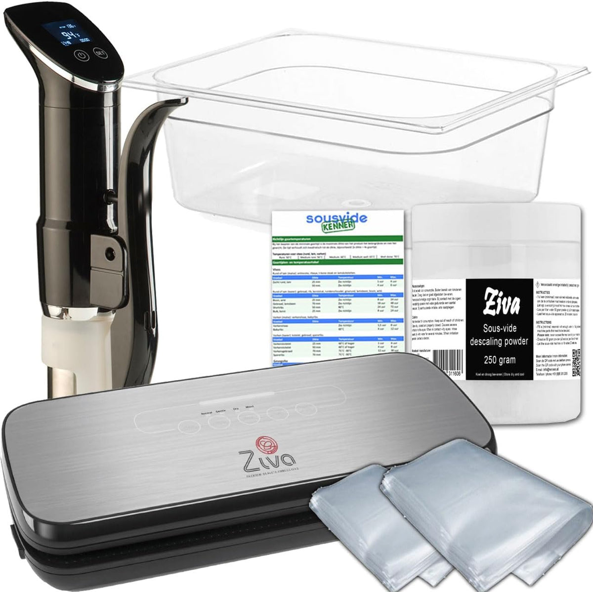 Ziva Sous vide waterbad Pakket, Ziva Savant + Ziva OneTouch + 24L waterbak