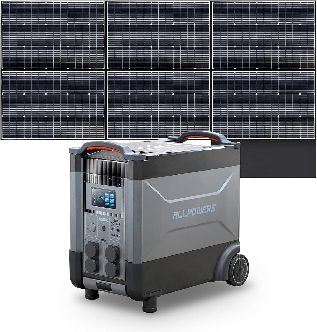 Aggregat Allpowers R4000 Draagbaar powerstation, met 600W monokristallijne zonnepanelen, zonnegenerator 3456Wh LiFePO4 batterij, met 4000W AC-uitgang