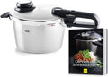Fissler Snelkookpann Vitavit Premium Snelkookpan 4,5 L, 22 cm, 4 Kookstanden, incl. Inzet & Duitstalig Kookboek, RVS, Inductie, Made in Germany