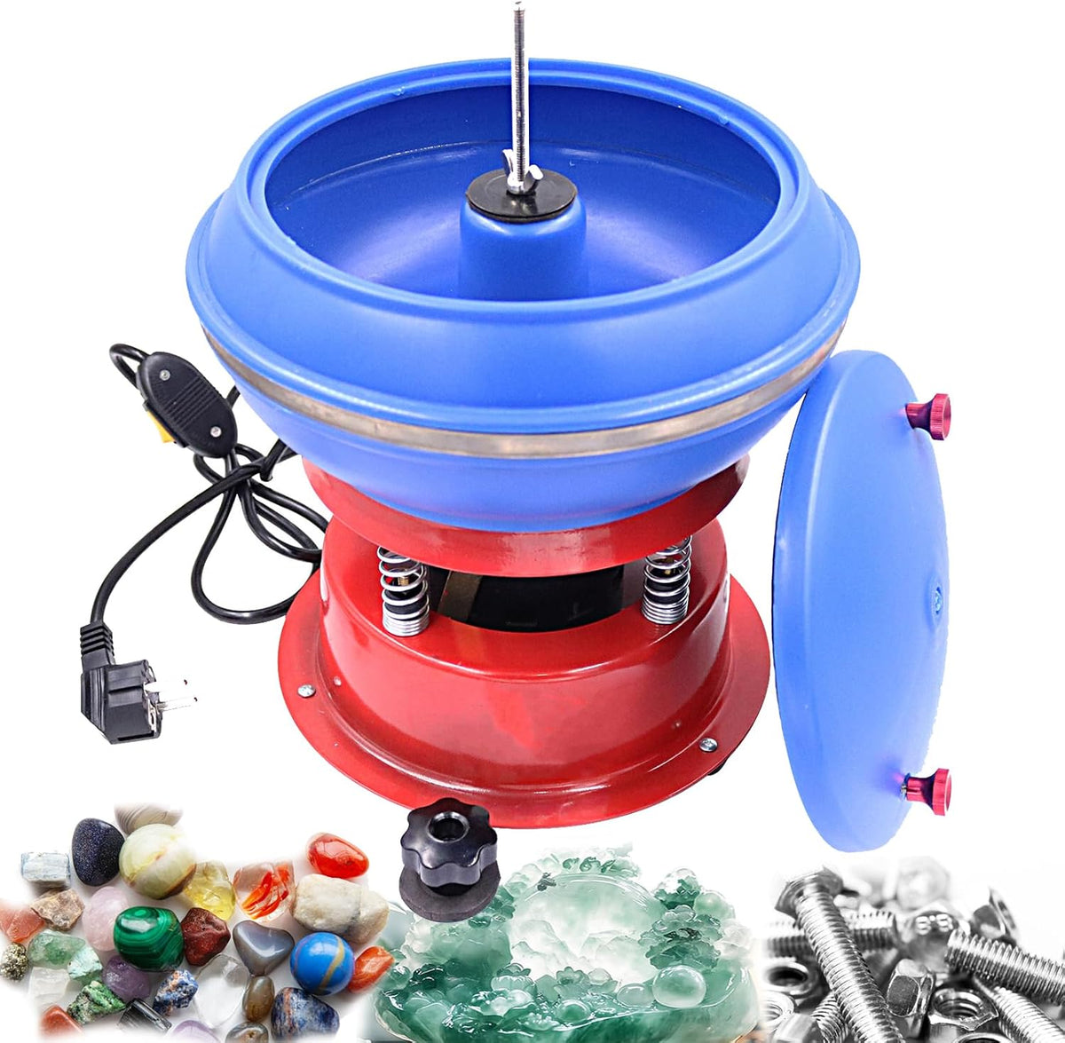 Aisny Polijstmachine, 3,5 l, 8 inch, elektrische polijstmachine, met trillingen, voor stenen, sieraden, industrieel, robuust, voor metaal