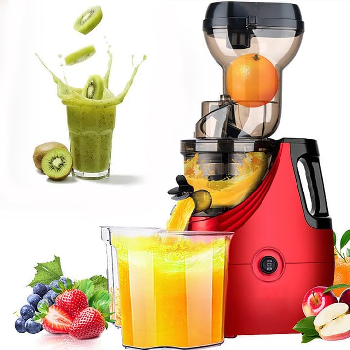 Sxykxydl Sapcentrifuge Verticale slow-masticating pure juicer, met omkeerfunctie - 86mm groot kaliber bezinksel sap scheiding, 2 standen, rood