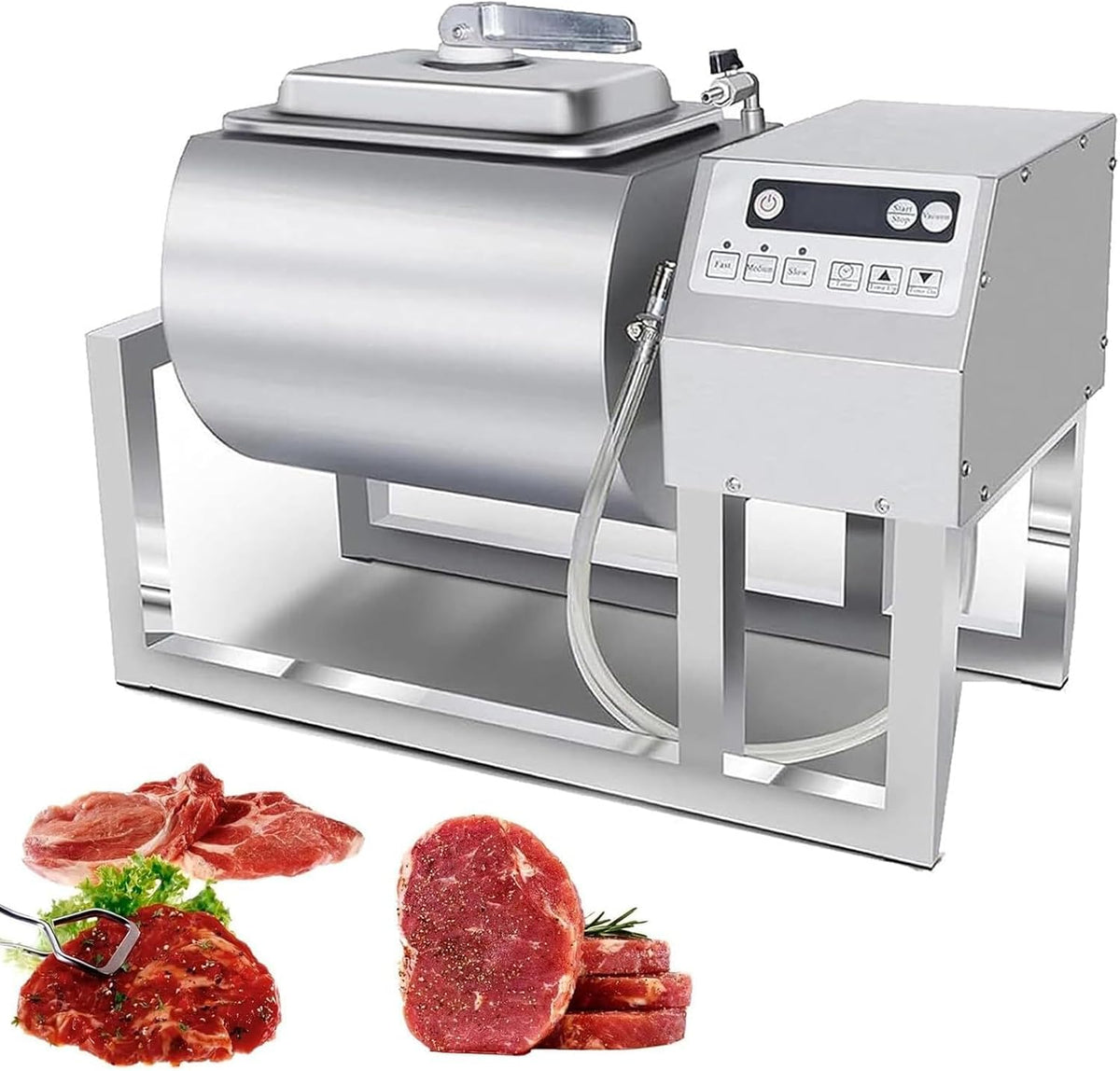Vleesvermalser Automatische vacuüm marineermachine, 18L roestvrijstalen tuimelaar, 3-snelheidsregeling, ideaal, voor vlees, groenten