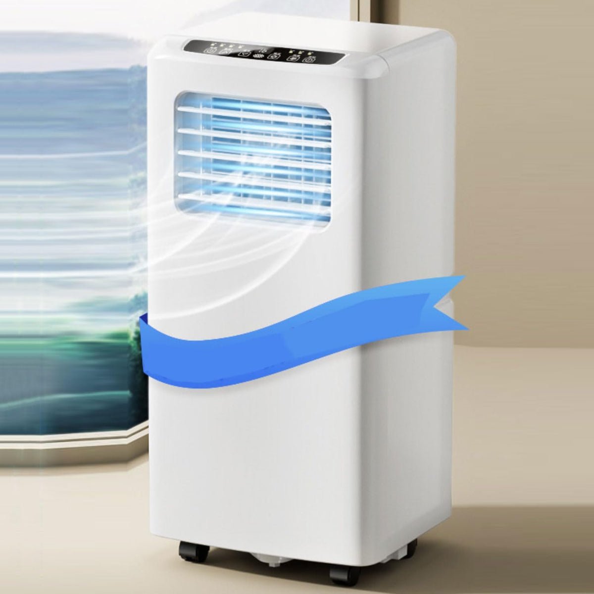 Olskfuh Mobiele airco Draagbare Airconditioners, 120° Oscillati, Remote Control Model-2300W, Met Afstandsbediening, Uurs Timer, Slimme Draagbare Airco