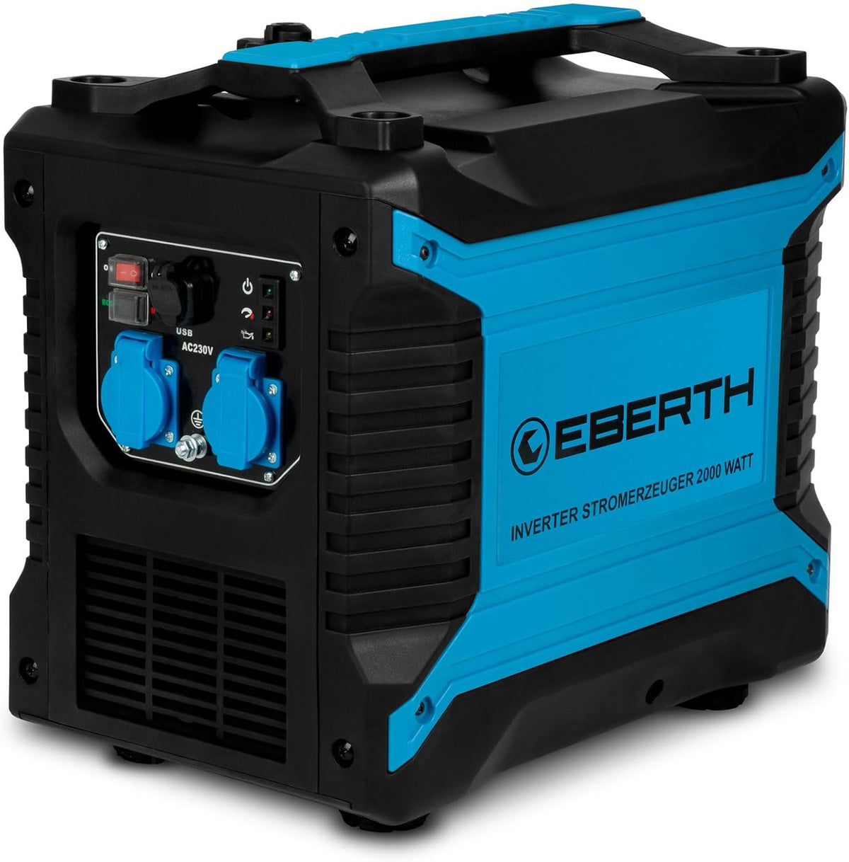 Eberth Aggregat 2000 watt Inverter Stroomgenerator stille, met 3 pk benzinemotor, 4-takt, 2x 230V en 2x USB-aansluiting, zonder spanningspieken