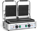 Forgast Grill Double Panini Bovenste/onderste plaat in gietijzer, met temperatuurregeling 50-300 ° C, Duurzame constructie in roestvrij staal