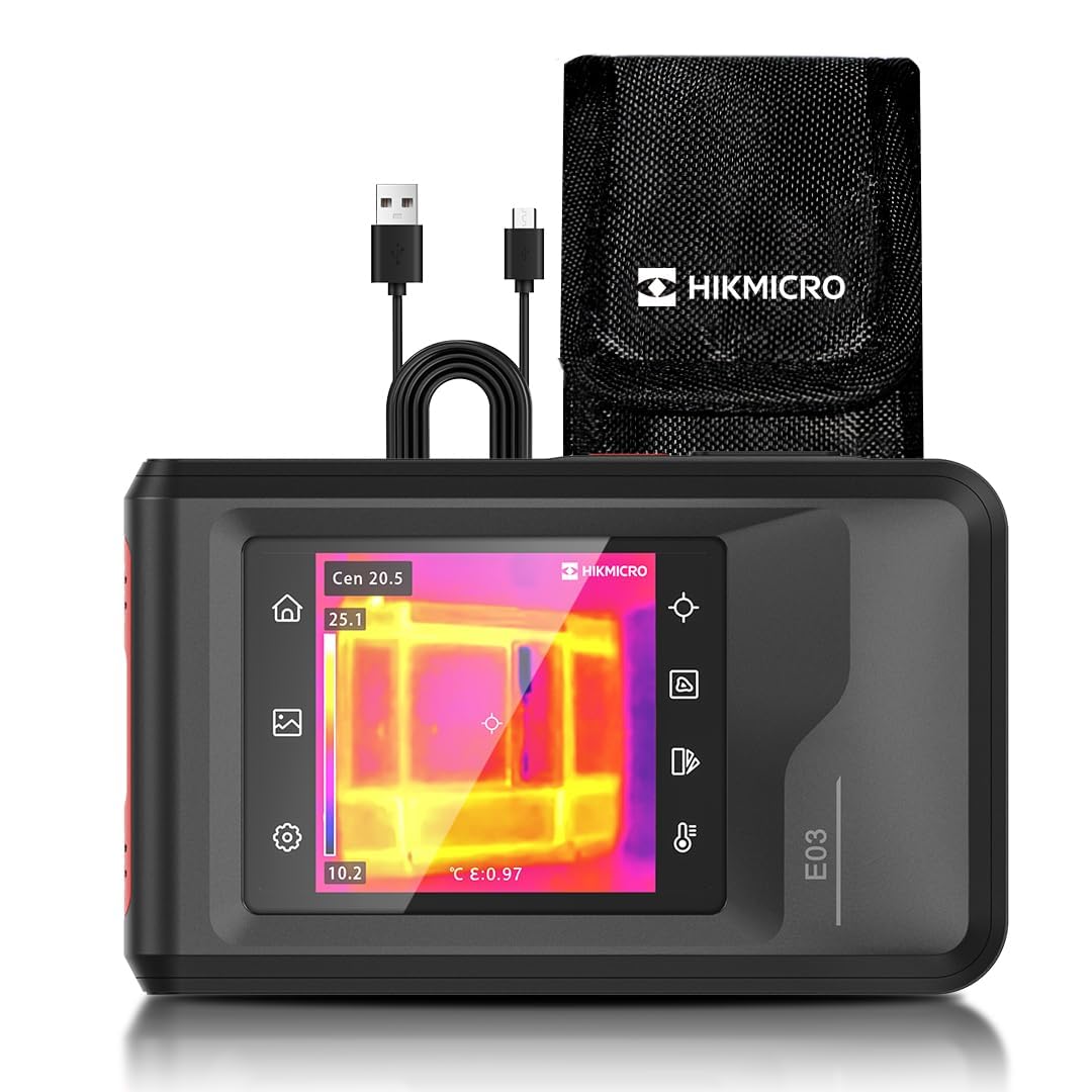 Hikmicro Thermische camera's E03 compacte warmtebeeldcamera in zakformaat, SuperIR 240x240 resolutie, IR-resolutie 96x96/9 216 pixels, 25 Hz, IP54