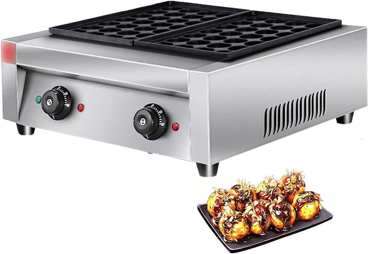 Grill Elektrische Takoyaki-maker, 4KW commerciële grillmachine, instelbare temperatuur 0-300 °C, voor octopusballen - ideaal, voor restaurant