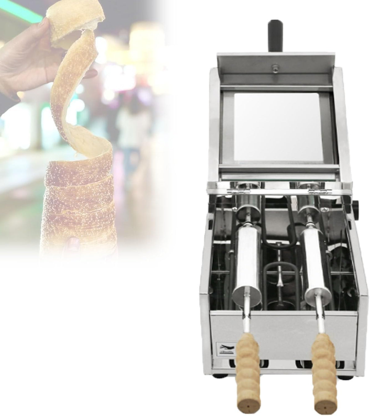 Zowdrix Mini-oven Elektrische Oven, 2 Kegels, Voor Het Bakken Van Chimney Cakes
