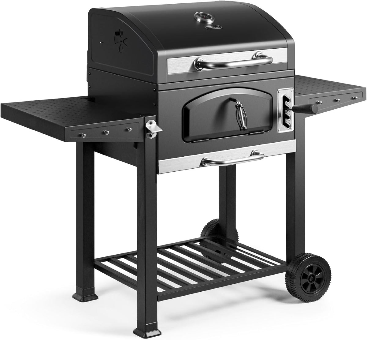 VonHaus Grill Houtskoolgrill XL Amerikaanse, 2-in1 Grill en Smoker, Draagbare