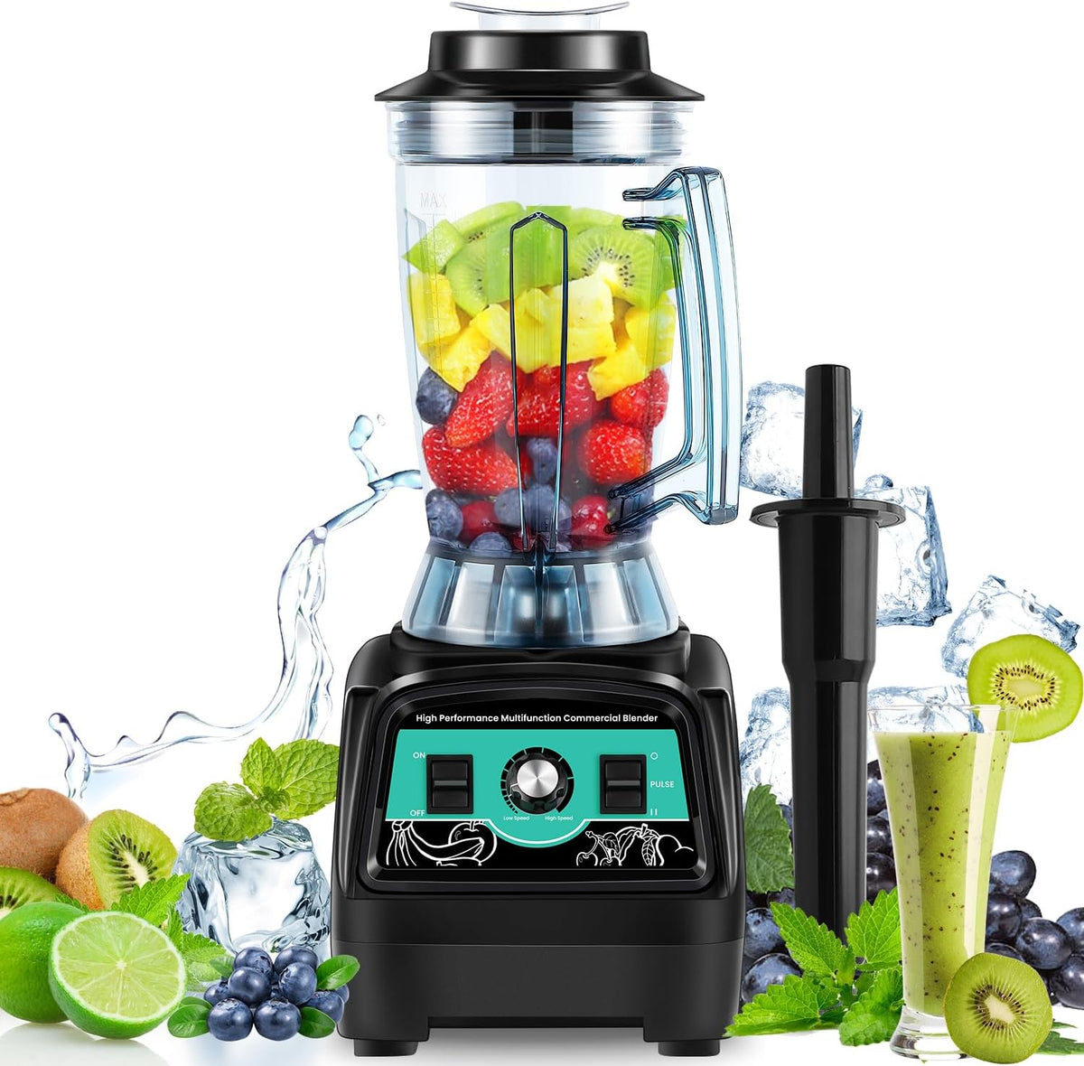 Blender Huanyu Smoothie Maker 3,9L Grote Capaciteit Commerciële Mixer, voor het Crushen van Ijs, Fruit, Groentesap, Babyvoeding, Sojamelk en