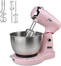 Keukenmachine Huisaccessoires, 350 W, 3,2 l roestvrijstalen kom, 5 snelheden, roze en wit, multifunctionele keukenmachine, compact design