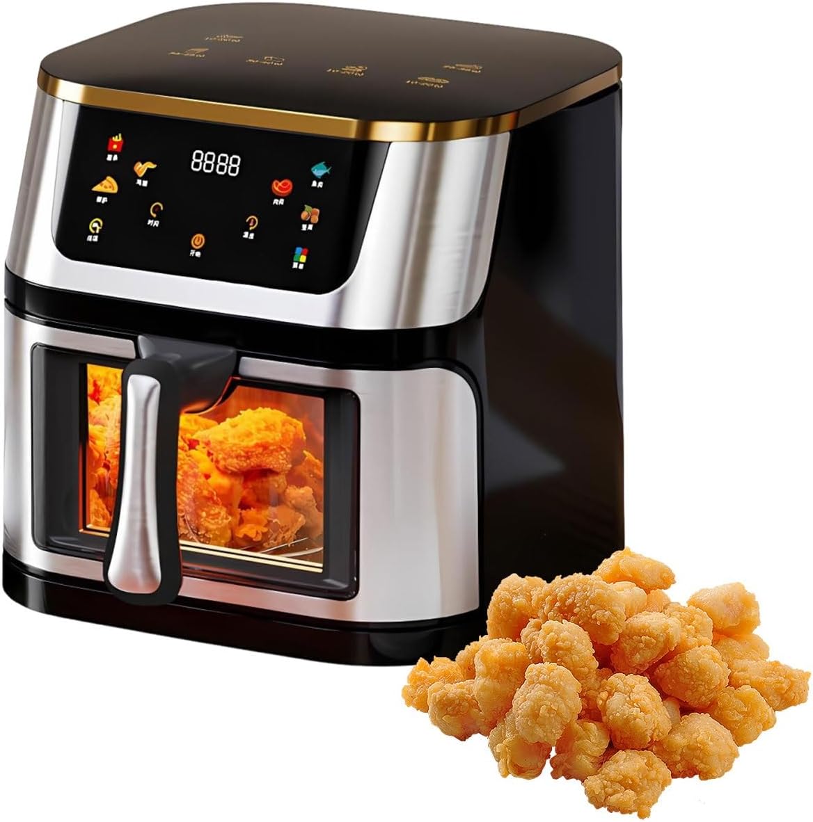 Airfryer Kaikafei 8-in-1 Compact 10L DigitaLe Oven, Hoog Vermogen 1400W Airfryer, Voor Snacks En Diepvriesproducten, SneLLe Bereiding, Gezond Koken