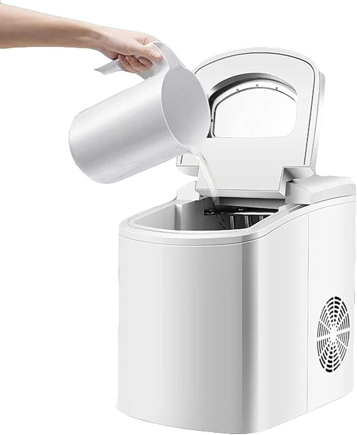 Hzwjd Ijsmachine, 26 lbs/24 uur compacte ijsmachines 9 blokjes klaar in 8 minuten, voor op het aanrecht, met schep en mand draagbaar