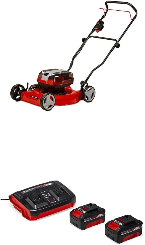 Einhell Elektrische maaier Accu grasmaaier GE, zonder accu en oplader) & Origineel Einhell Starterkit 2x 4,0 Ah accu's en Twincharger Power X