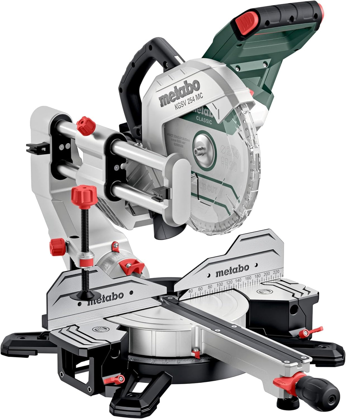 metabo Verstekzag KGSV 254 MC Afkortzaag, 1450 W, 254 mm zaagblad, met trekfunctie, led-zaaglijn, variabel toerental, aan beide zijden kantelbaar