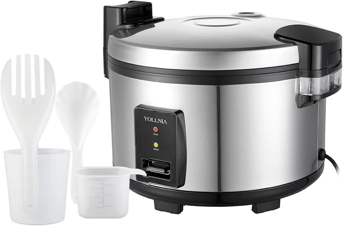 Yollnia Rijstkoker [23 l, 2500 W, voor 50-80 personen, zonder te verbranden, grote capaciteit], antiaanbaklaag, met warmhoudfunctie, wasbaar