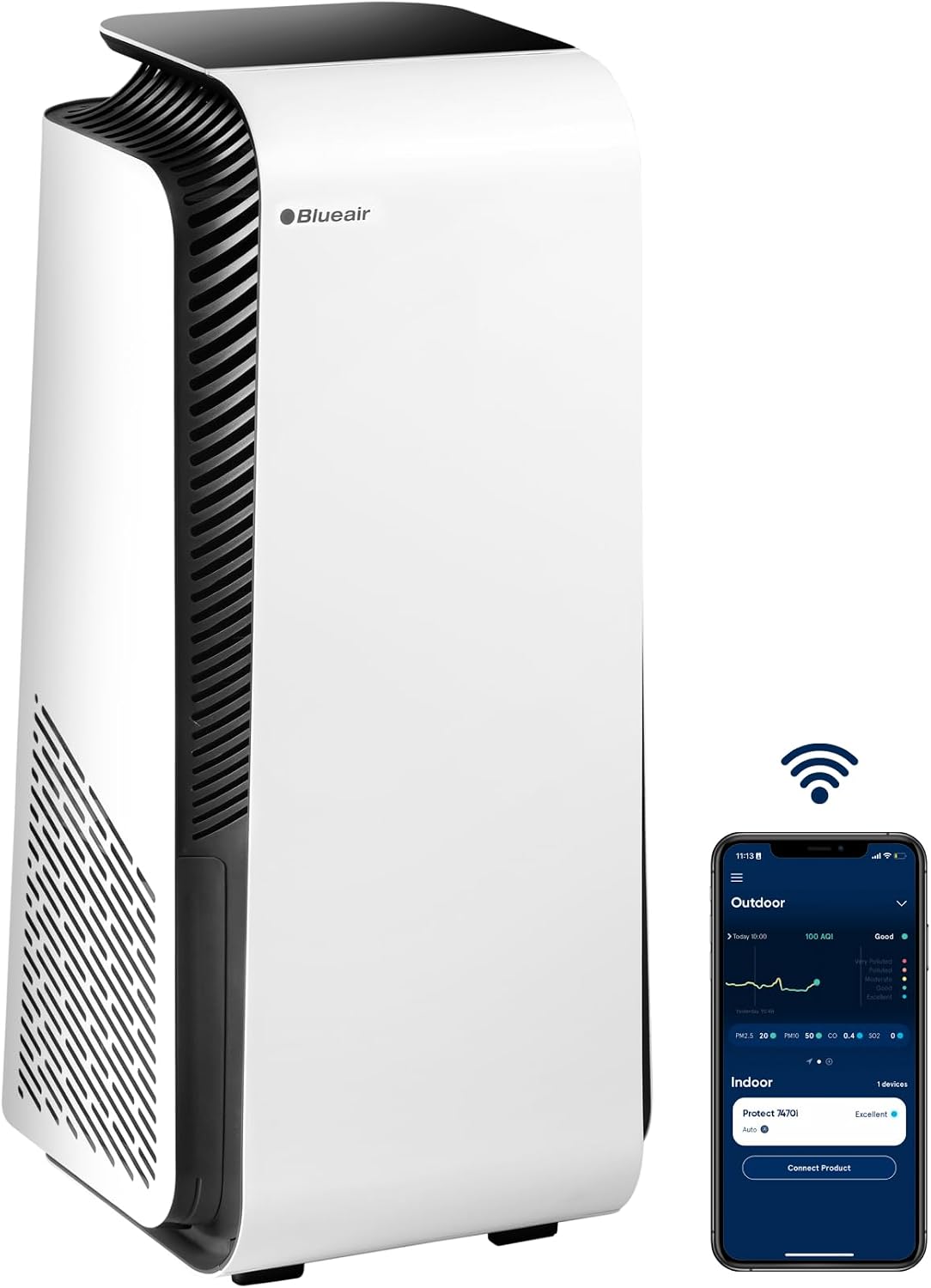 Luchtreiniger Blueair HealthProtect 7470i HEPA Silent tot 91m2, Wit, Luchtverbeteraar