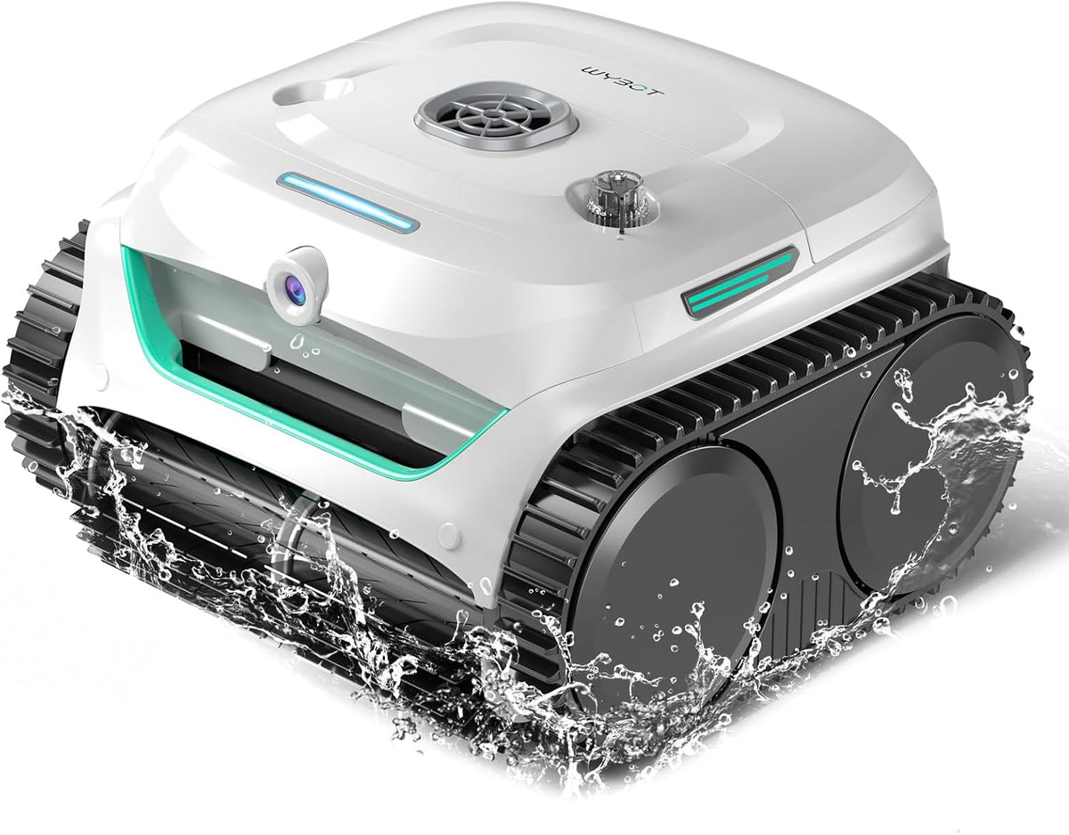 Zwembadrobot Wybot C2 Vision, 8 modi, app-wit, A Draadloze zwembadrobot, accu, met AI-camera, sterke zuigkracht, dubbele filter, waterlijn