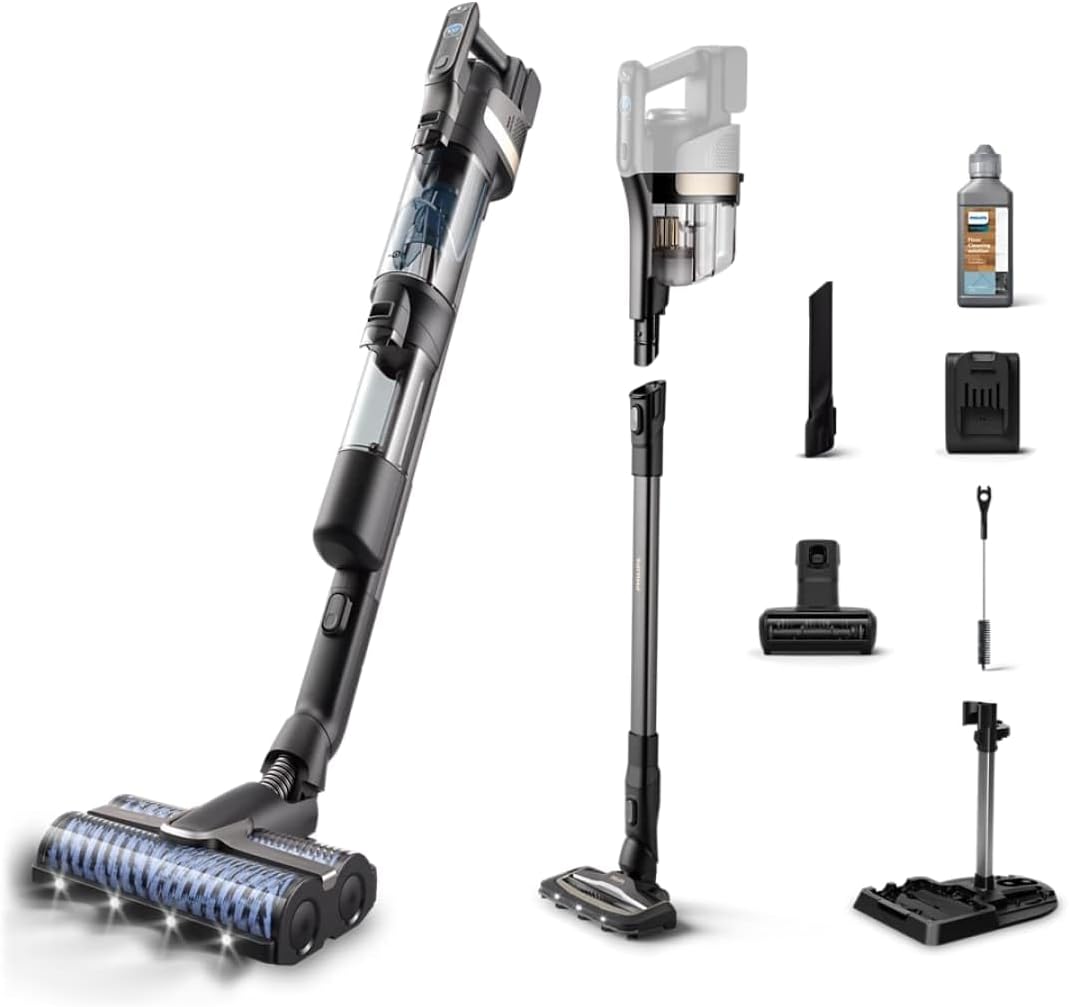 Philips Steelstofzuiger Snoerloze Stofzuiger & Dweil AquaTrio 9000, Auto, Clean systeem