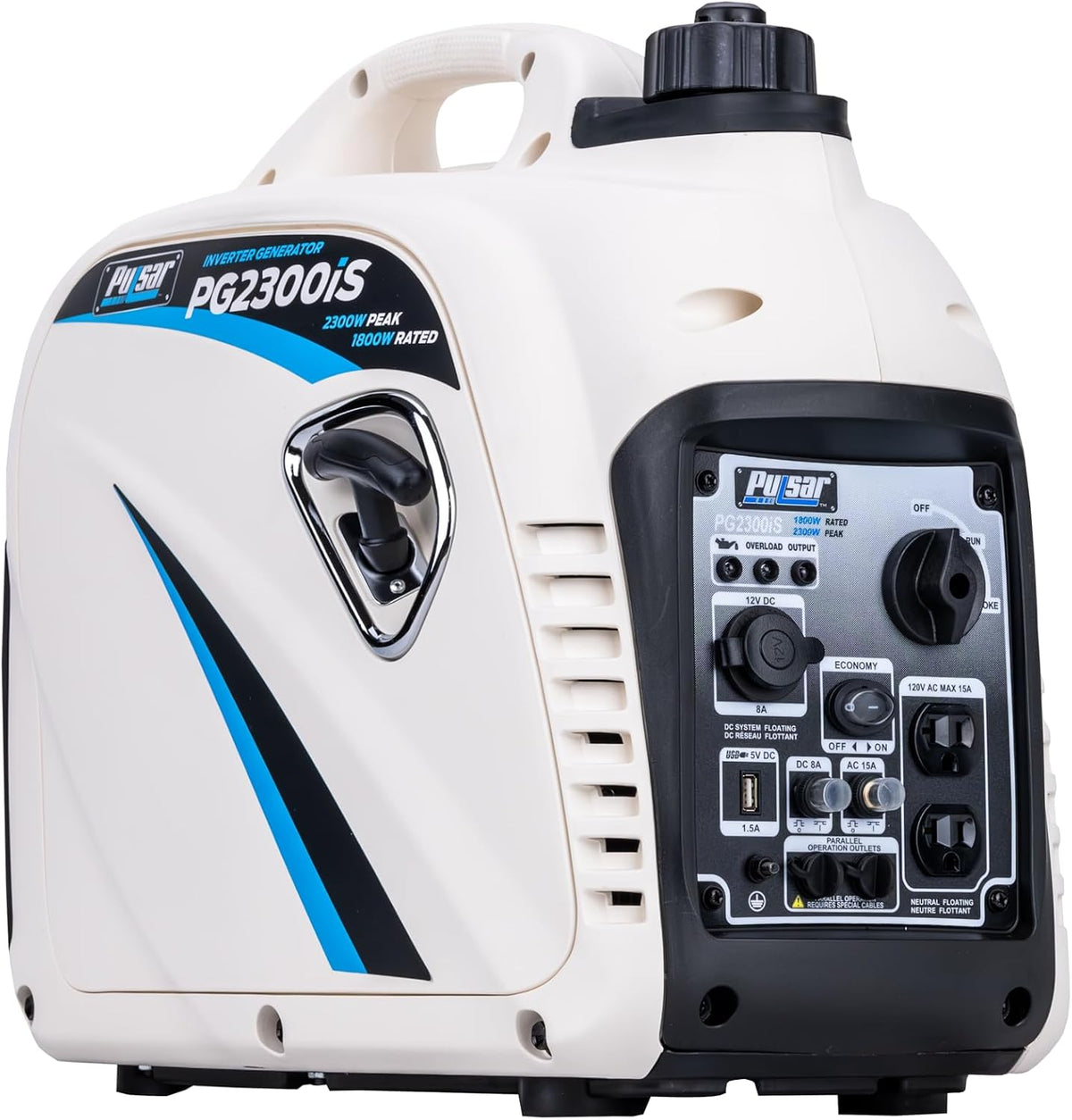 Aggregat Pulsar PG2300iS 2.300W draagbare superstille gasaangedreven, met USB-uitgang en parallelle mogelijkheid, CARB Compliant