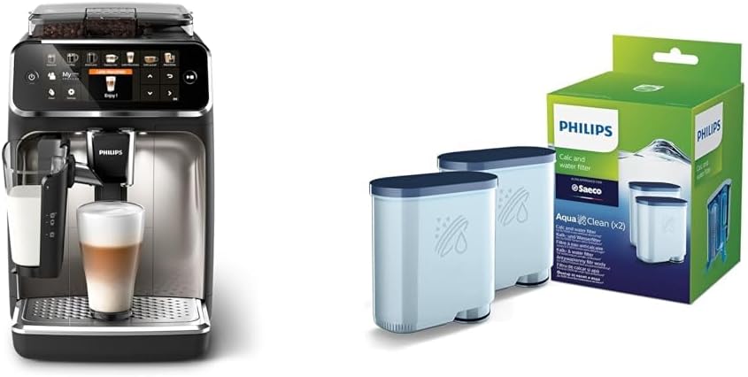 Espressomachine Philips 5400 Serie Volautomatische, 12 Koffievariaties, Chroom (EP5447/90) & Philips AquaClean kalk- en waterfilter, Ingebouwde Molen