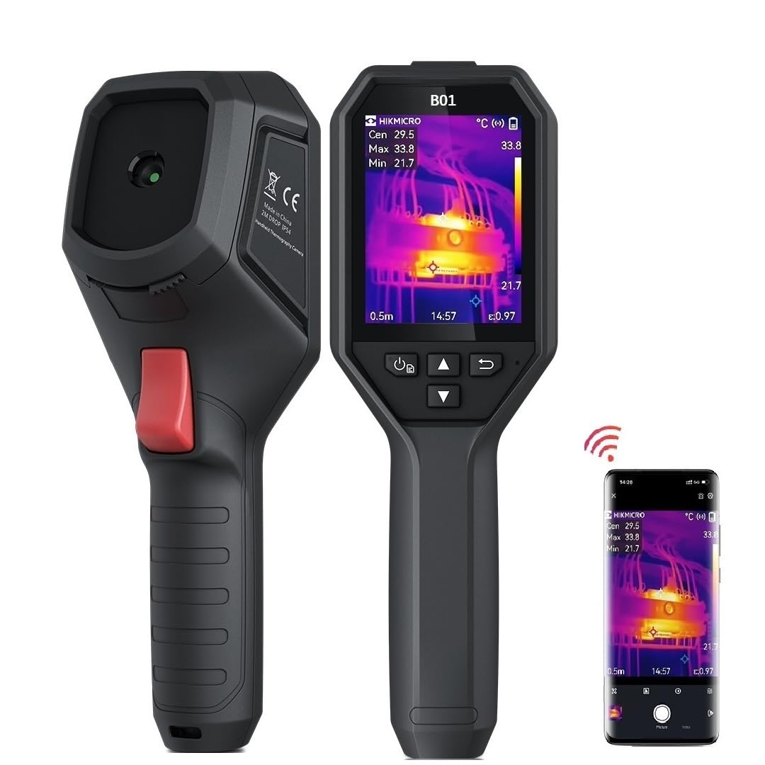 Hikmicro Thermische camera's warmtebeeldcamera B01, 256 x 192 IR-resolutie, 25Hz Refresh Rate, 3,2' LCD-scherm, WiFi