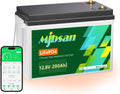 Mjbsan Oplaadbare batterij 12 V 200 Ah zelfverwarmende LiFePO4-, 2560 Wh bruikbare energie, -20 °C lading bij lage temperatuur, ingebouwde 200 A BMS