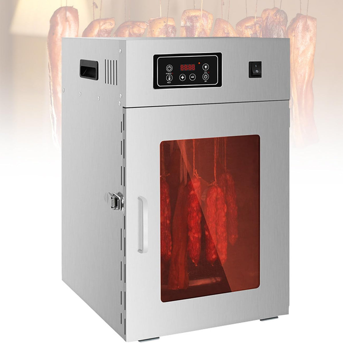 Voedseldroger Mlyyydss 800w roterende vleesdroger, 30-90°C aanpassing, 14 roestvrijstalen haken, met digitale timer, geschikt, voor thuis