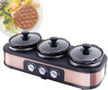 ZYT-Dhrucb Slowcooker Keuken, 3 niveaus van vuurkracht/1,5 l*3 grote capaciteit, met onafhankelijke temperatuurregeling, multifunctionele slowcooker
