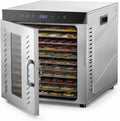 Voedseldroger, timer 0,5-48 uur, 1000 W, met 10 roestvrijstalen trays, instelbare temperatuur 30-90 °C, voor fruit groenten vlees vis