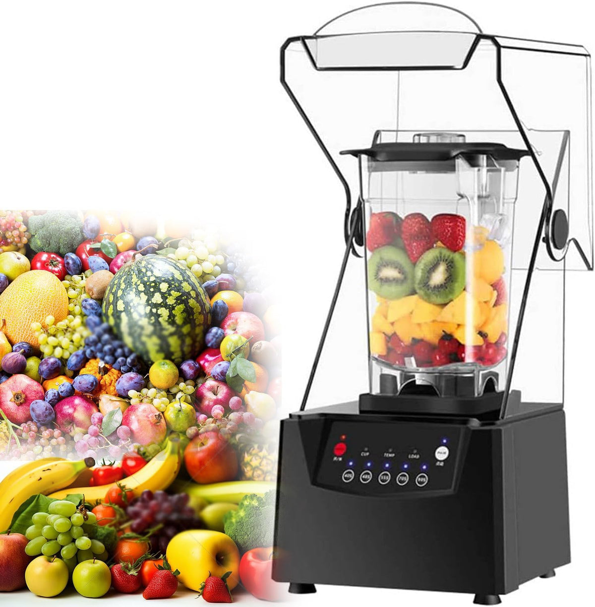 Blender Commerciële, met Correcte Bijlage, Hoge Snelheids Blad, Presets, voor Smoothies, Fruit, Ijs het Verpletteren