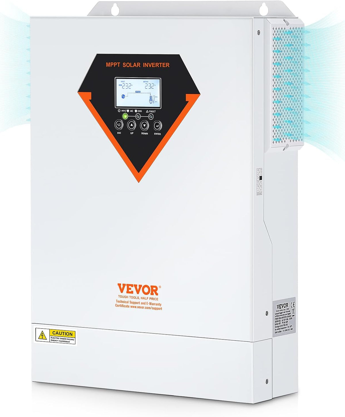 Hybride omvormer Vevor 5500 W zonne- oplader off-netwerk pure sinusgolf 230 V AC, met geïntegreerde MPPT 100 A zonne-laadregelaar, hybride lading