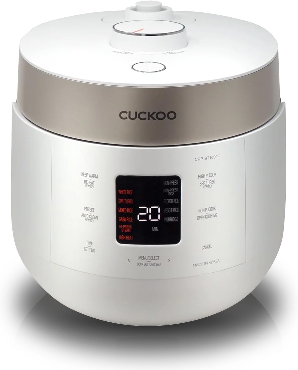 Cuckoo Rijstkoker CRP, ST0609FW Rijstkoker en warmer, voor 6 kopjes (ongekookt) / 12 kopjes (gekookt) Dubbeldruk rijstkoker en warmer, 16 menuopties