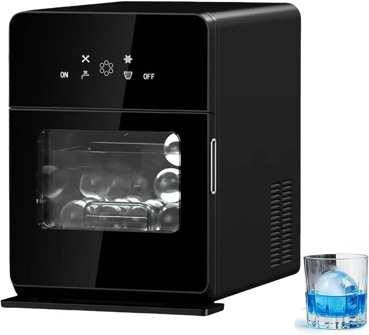Ddzjtpp Ijsmachine IJskogelmaker, voor ijsballen van 50 mm compacte ijsmachine, voor op het aanrecht, draagbaar, voor whisky, cocktails