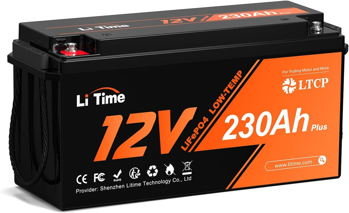 Litime Stationaire accu's 12V 230Ah LiFePO4 Accu, met Lage, Temperatuur Beveiliging, voor Camper