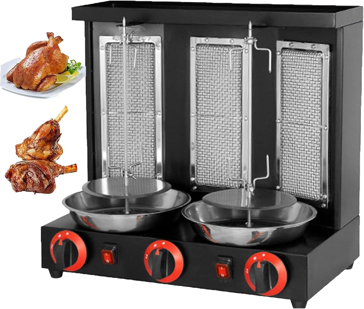 Cytbek Grill Verticale Doner Kebab Machine, Rotisserie Grills 360 ° Automatische Roterende Grill Oven, met 3 Branders, voor Home Party Garden zwart