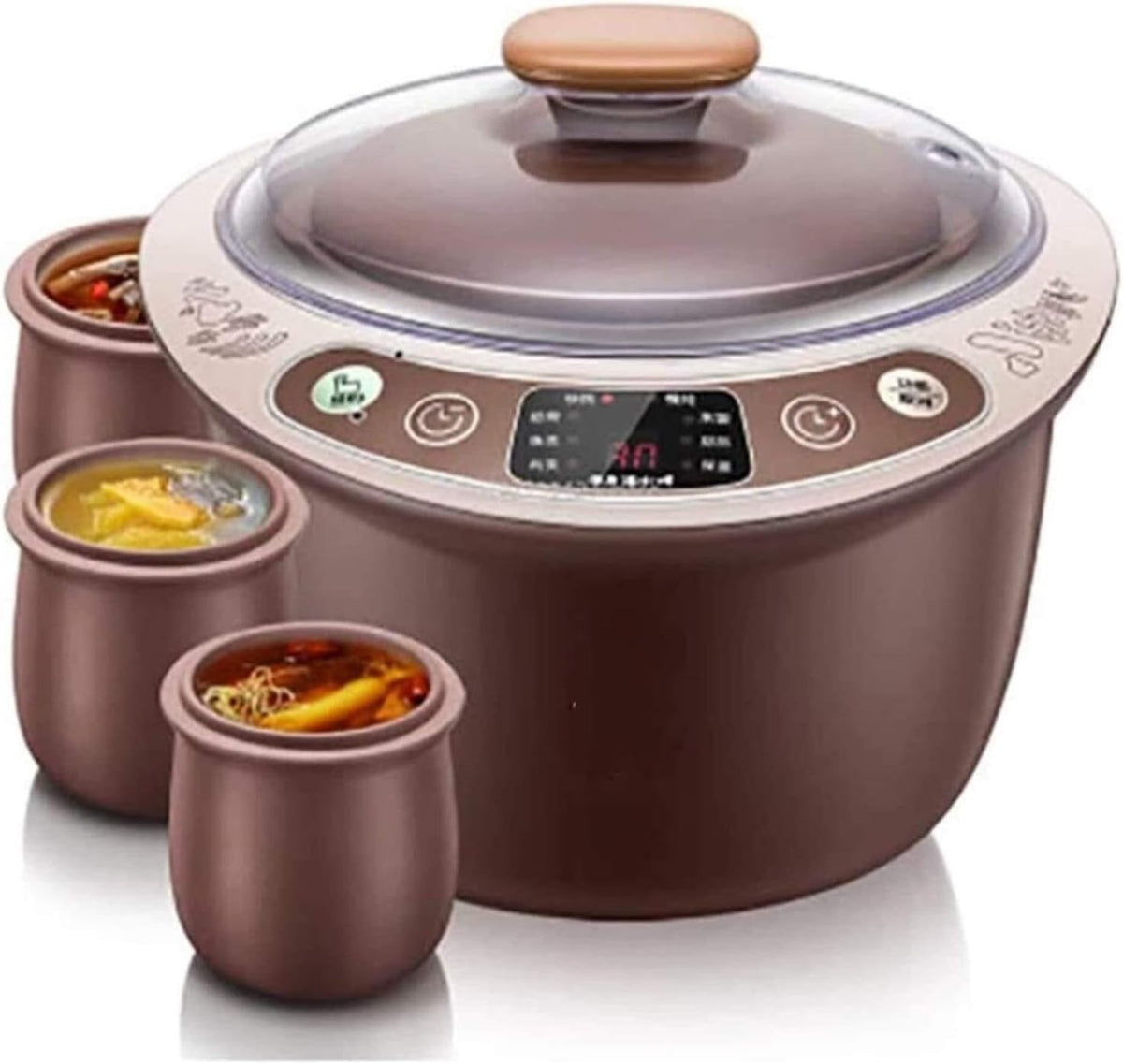 Slowcooker Slow Cooker 2,5 l elektrische stoofpot, met timer en stoom koken, voor familiemaaltijden, gezond paarse klei ontwerp, slim keukenapparaat